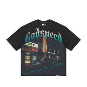 Godspeed Crew Neck T-Shirt Pit-Stop Tokyo Mens Black PIT-STOP TOKYO-CREW NECK